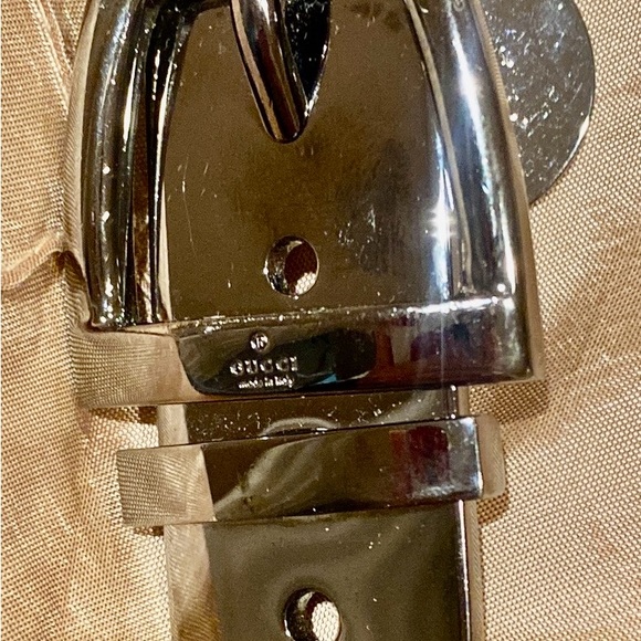 GUCCI fabulous pattern leather with silver plated hardware, 35” long, dust bag - Picture 16 of 16